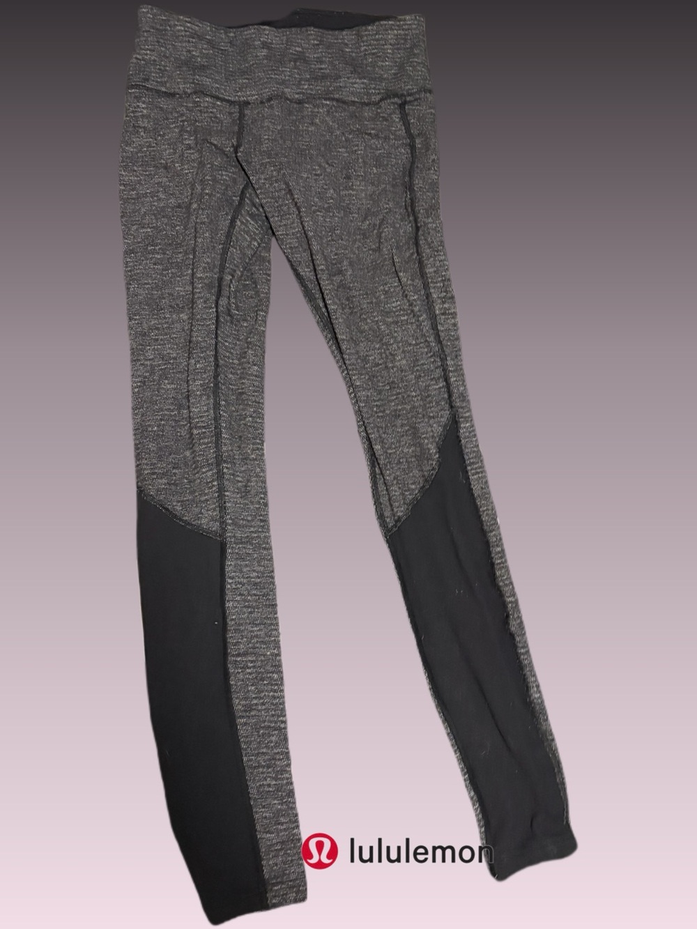 Lululemon Gray Heathered & Black Panel Leggings 8